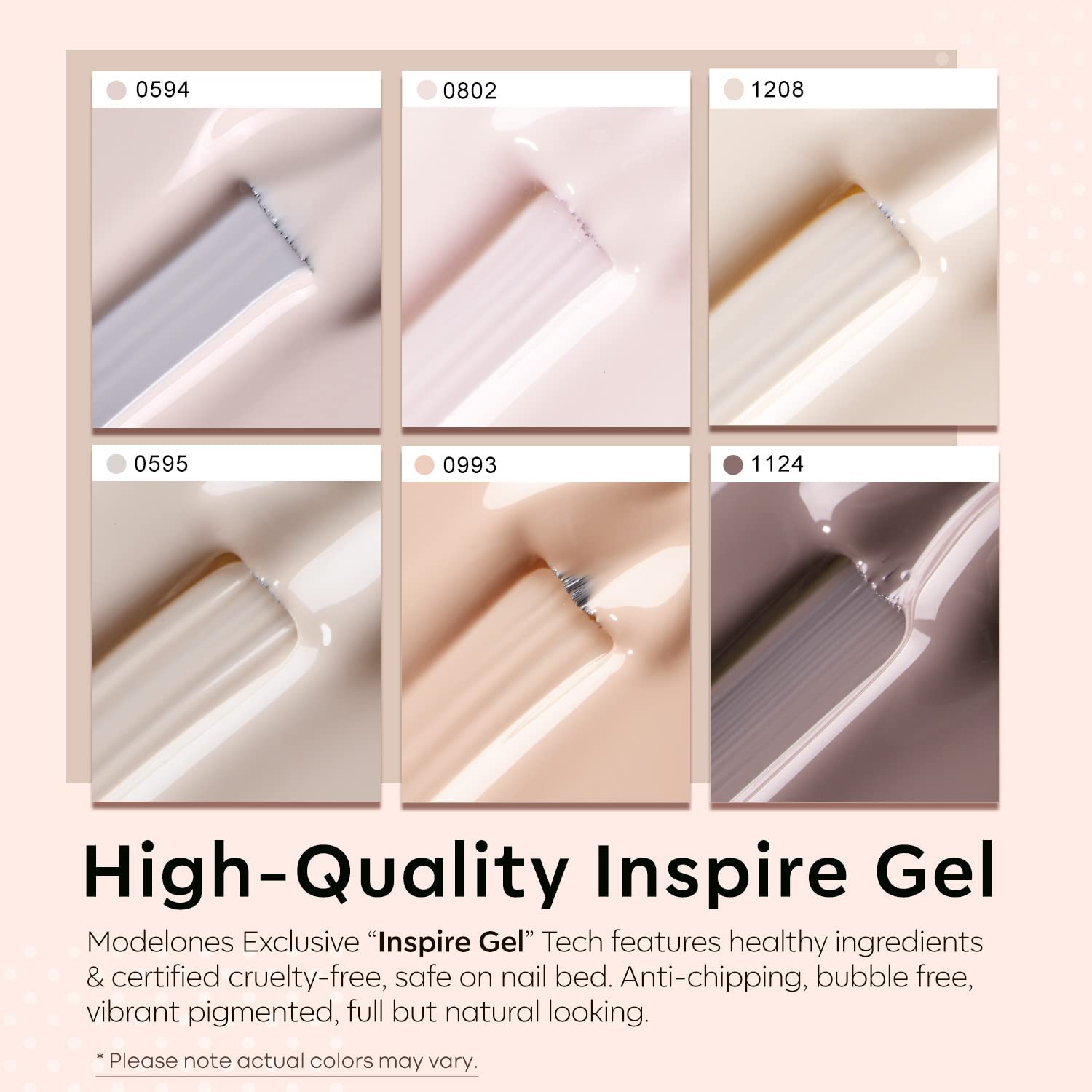 modelones swatch strip with six neutral shades for easy color choice