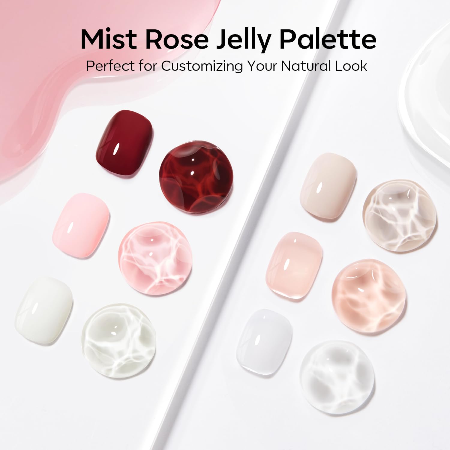 modelones swatches on nail tip illustrating color range and opacity