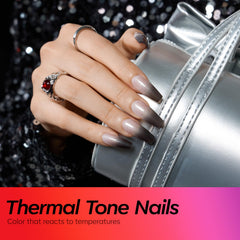 modelones nails with warm-to-cool transition highlighting temperature-change effect