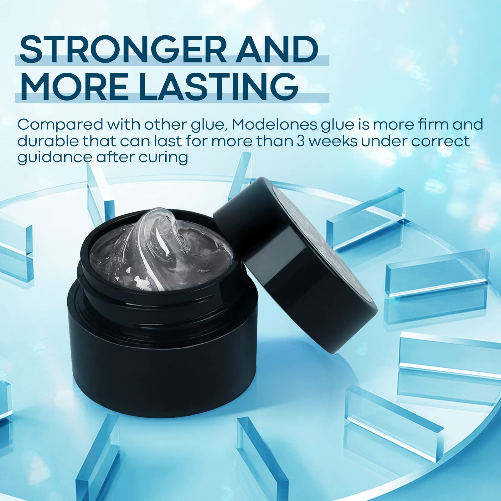 modelones clear adhesive texture demonstrating no-wipe glossy finish