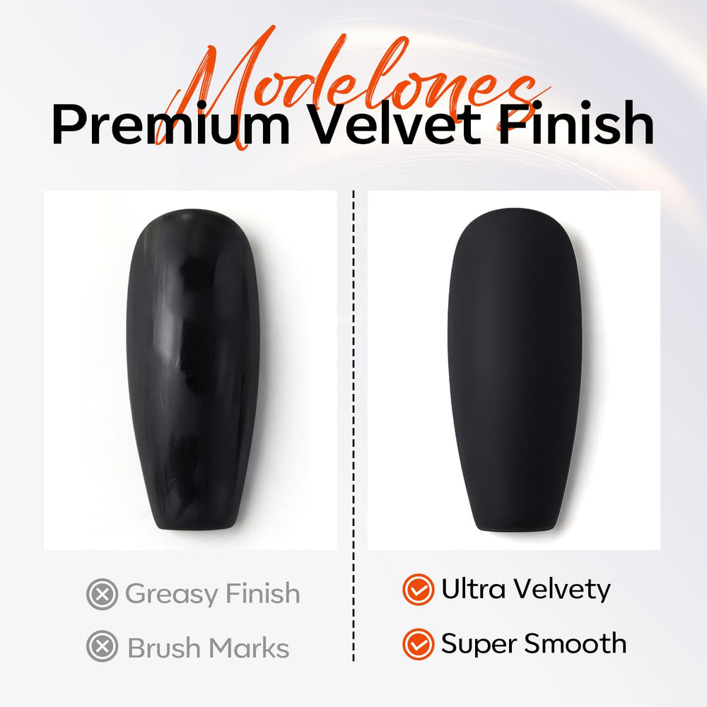 modelones brush stroke close-up showing velvet texture, easy smooth application
