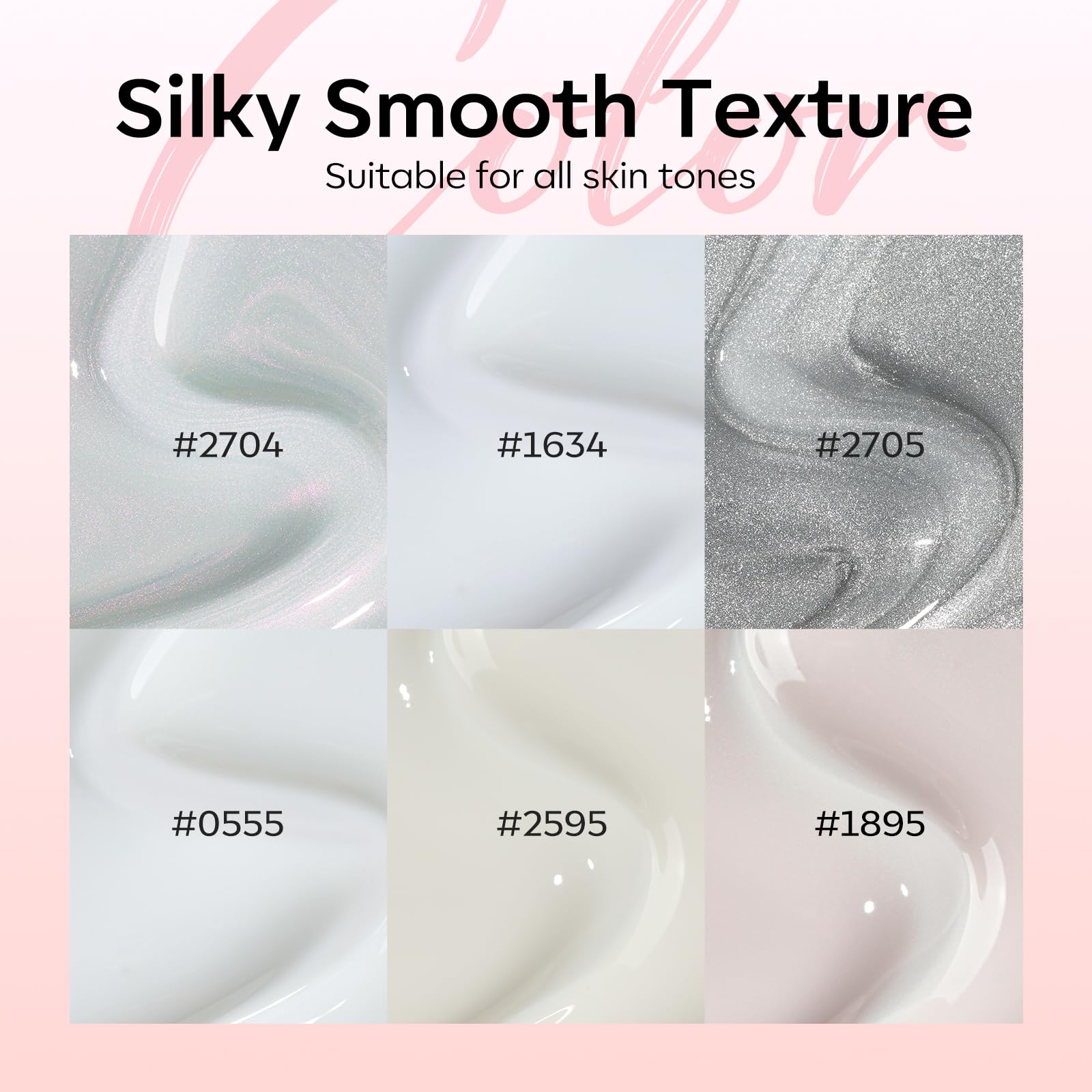 modelones texture brush stroke on nail showing smooth even coverage, highlights no-bubble finish