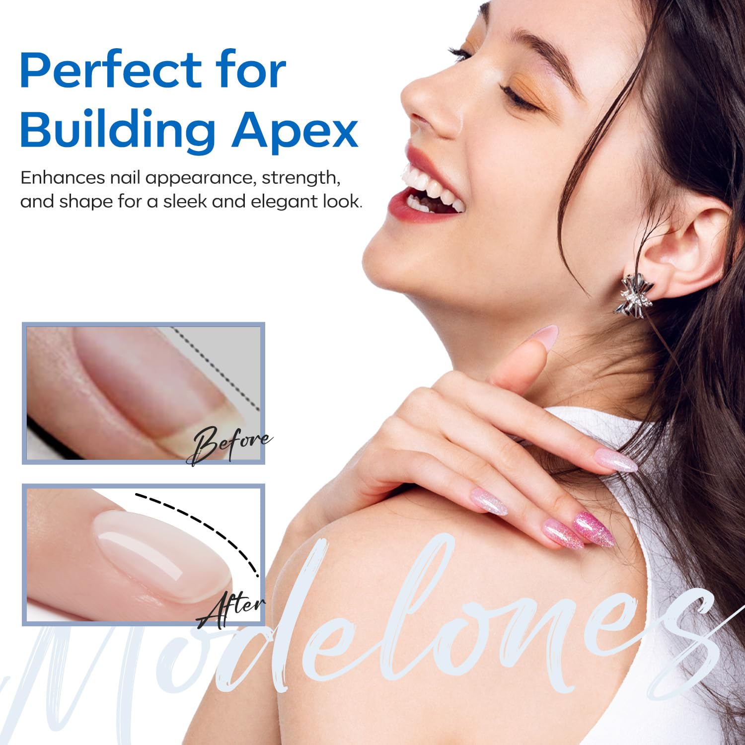 modelones texture close-up gel drop illustrating flexible, elastic formula