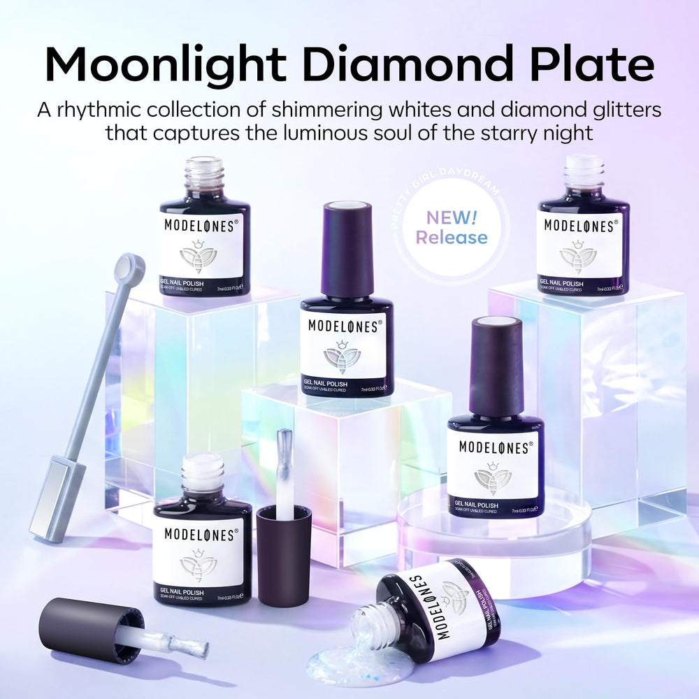 modelones close-up of glitter and pearl textures highlighting sparkle and luminous sheen