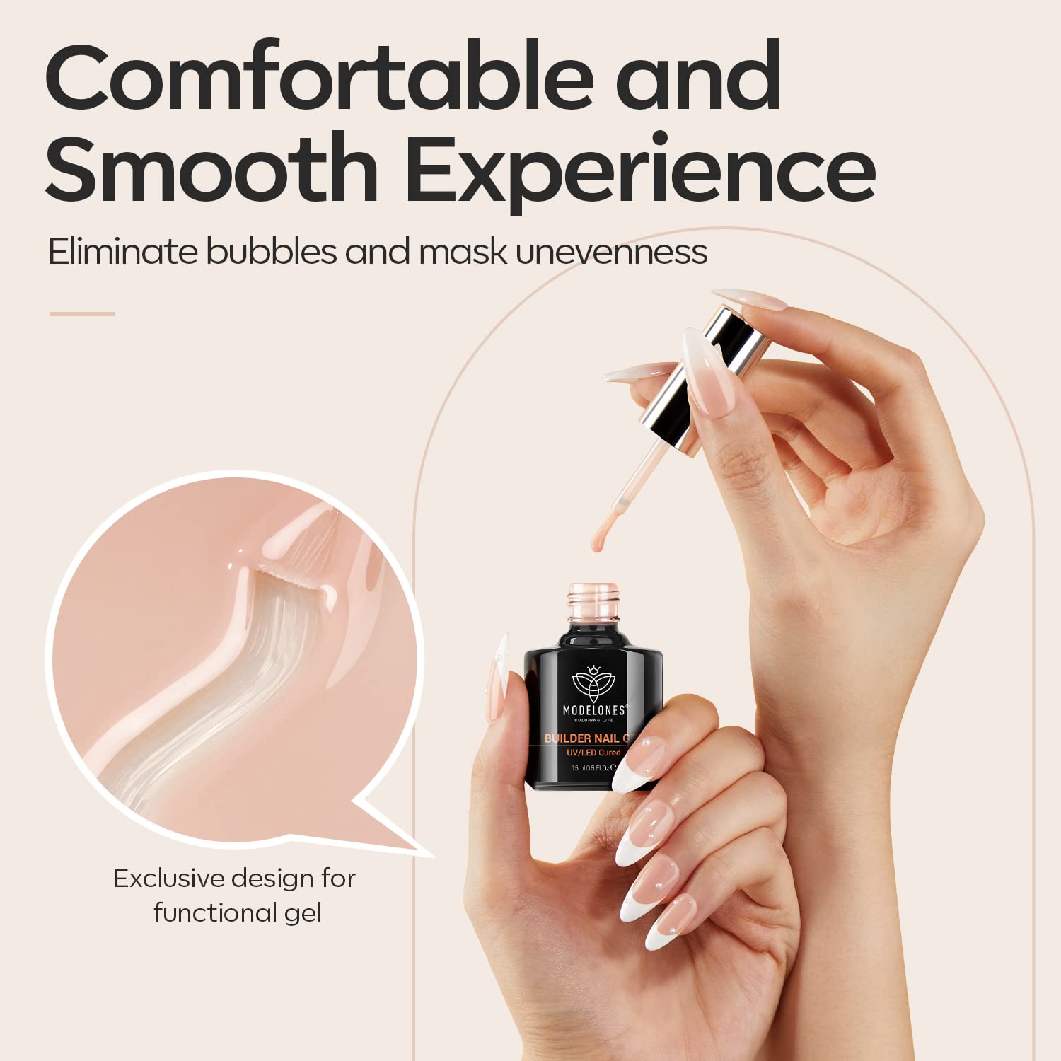 modelones gel texture close-up highlighting self-leveling, no-bubble finish
