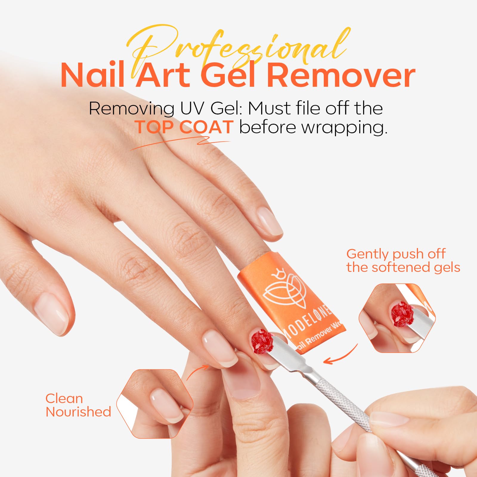 modelones solution drop on pad showing aloe extract for gentler removal