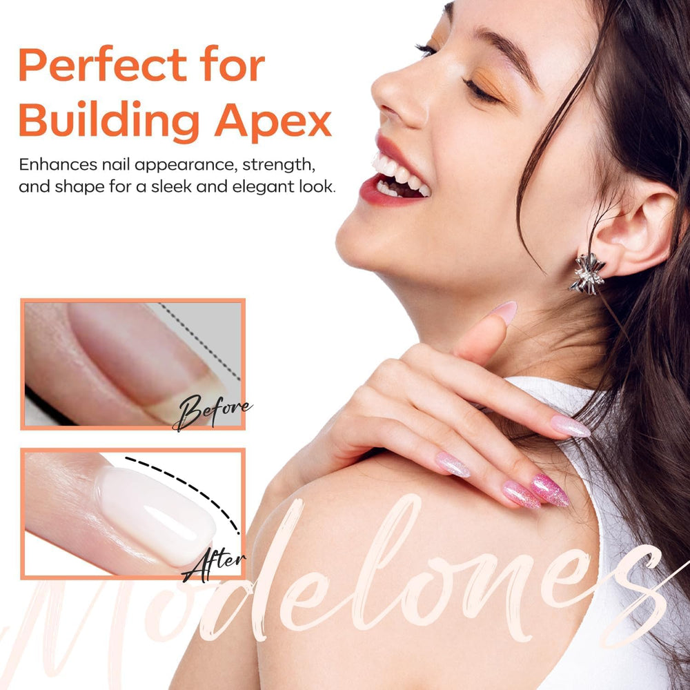 modelones milky gel texture swatch highlighting flexible build and adhesion