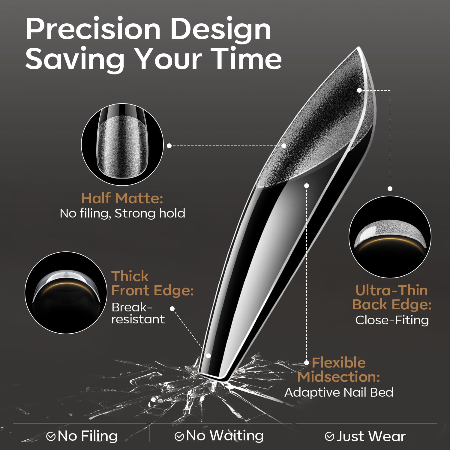 modelones nails in hand showing tip scale for accurate length visualization