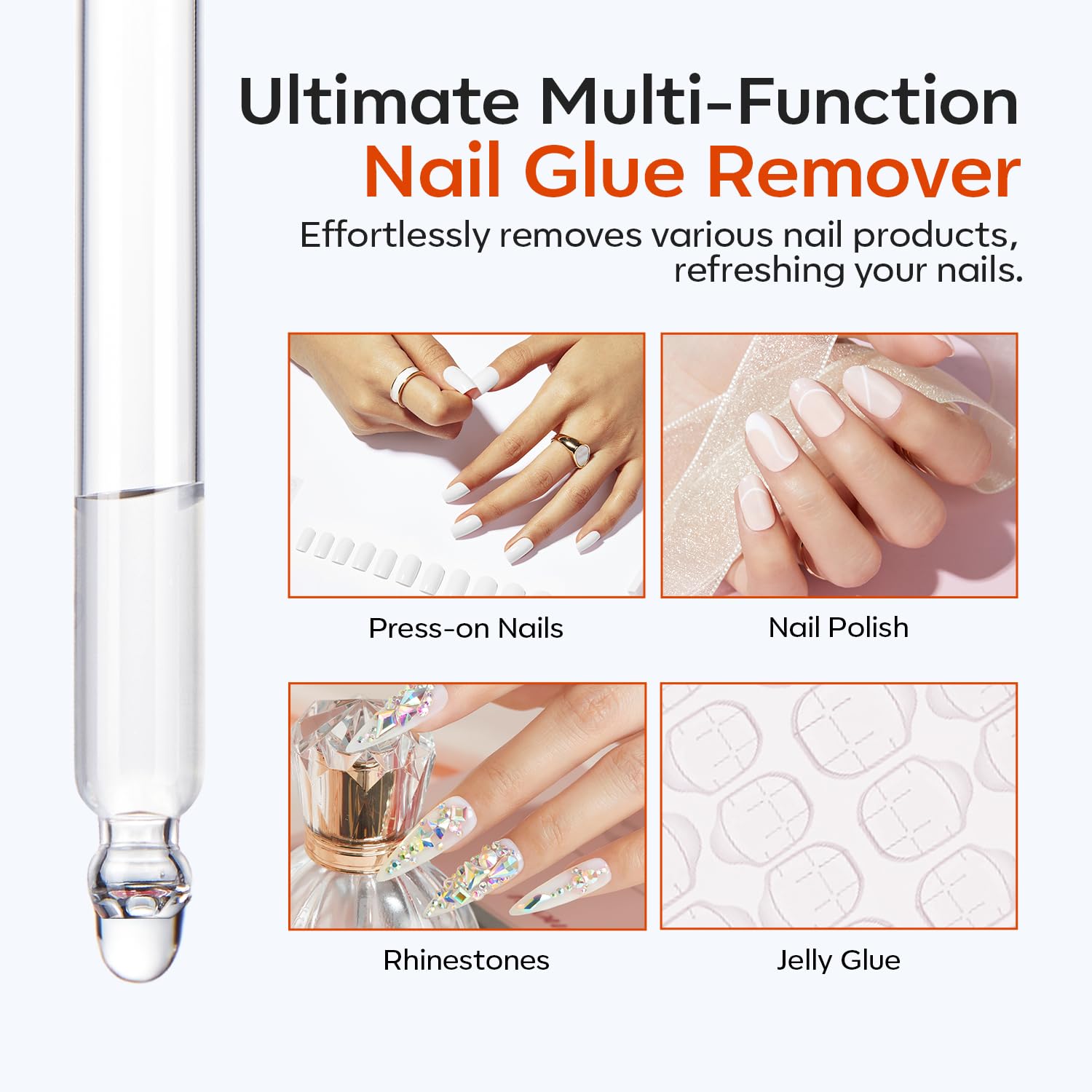 modelones being applied to press-on nail for fast removal benefit