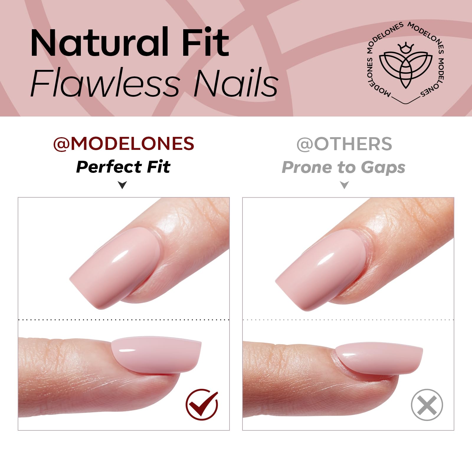 modelones styled hand wearing dark red squoval nails for polished look