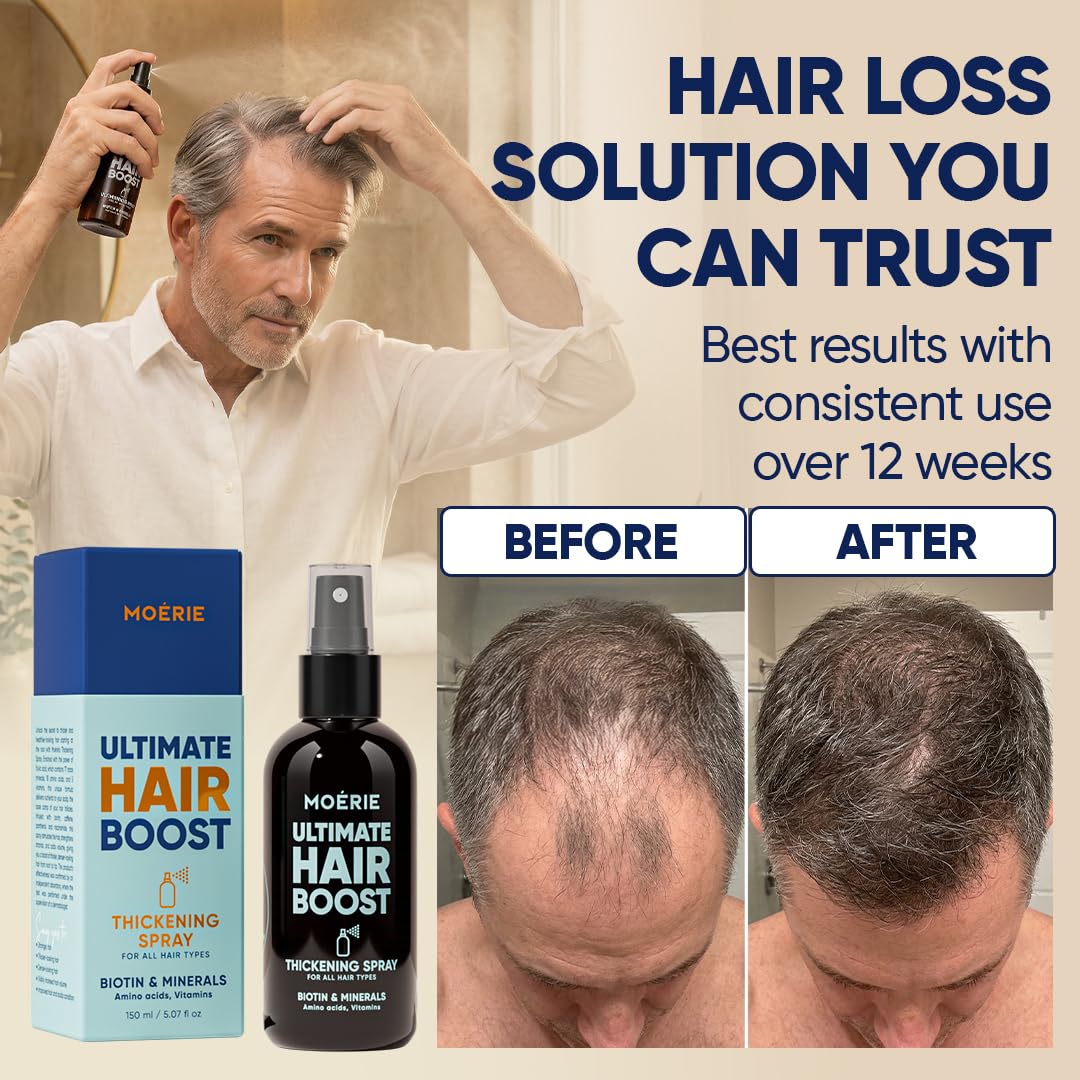 Moerie being applied to scalp with fingertips to boost absorption benefit