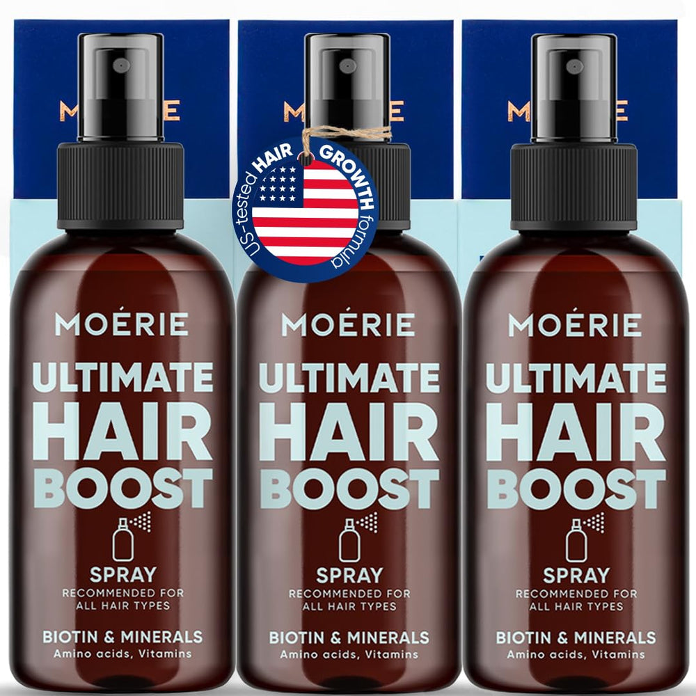 Moerie front packaging spray showing bottle and label for easy identification and confidence