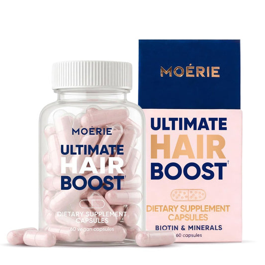 Moerie front packaging showing product name and capsule count benefits