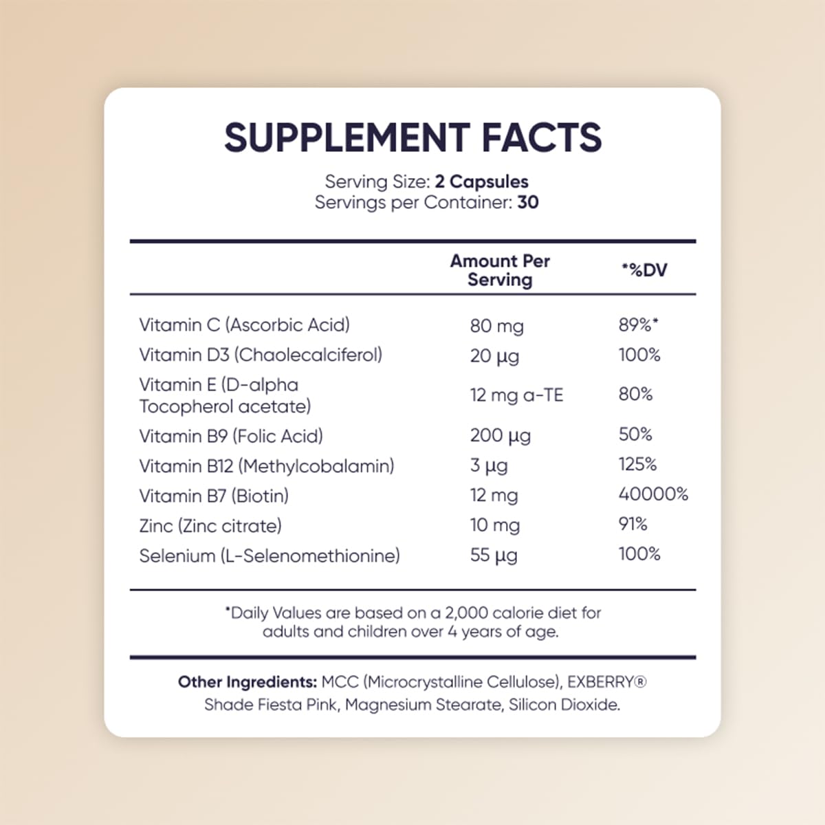Moerie ingredient visual with vitamin icons illustrating nutrient blend