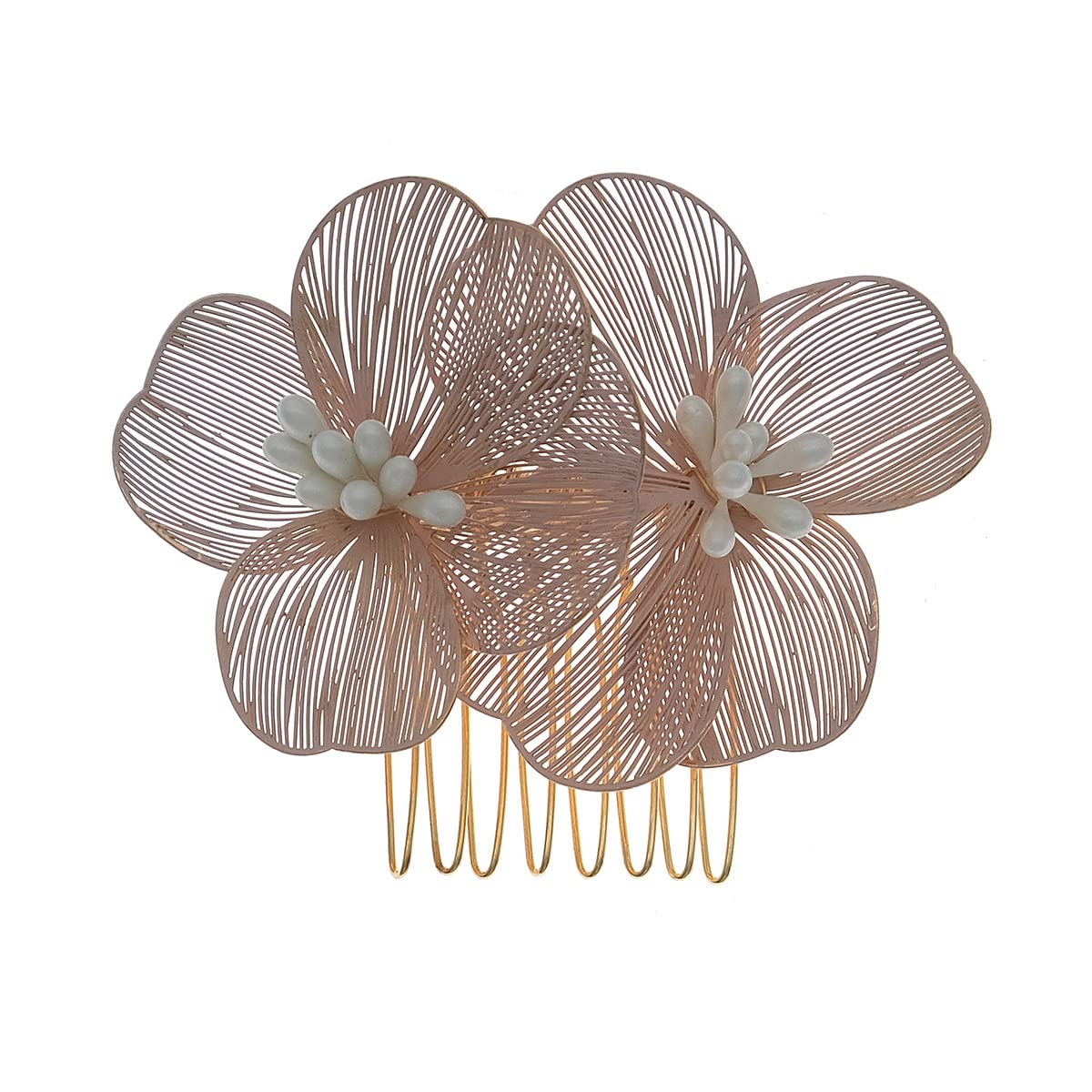 MOESUYUM front view petal hair comb showing elegant silhouette and wearable design