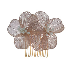 MOESUYUM front view petal hair comb showing elegant silhouette and wearable design