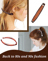 MoHern model wearing a 90s fishtail updo showing stylish, secure hold