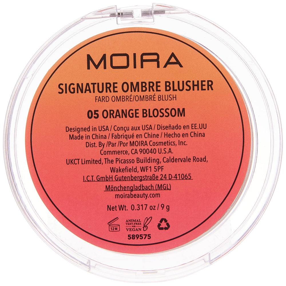 Moira blush being applied with a brush to cheek demonstrating blendability and natural finish