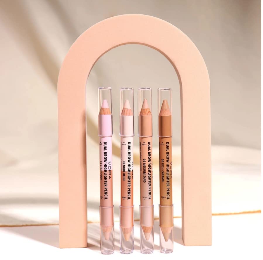Moira pencil in use on model defining arch and brightening eye area