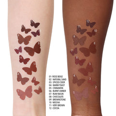 Moira lip liner texture closeup on swatch, demonstrates rich pigment and smooth finish