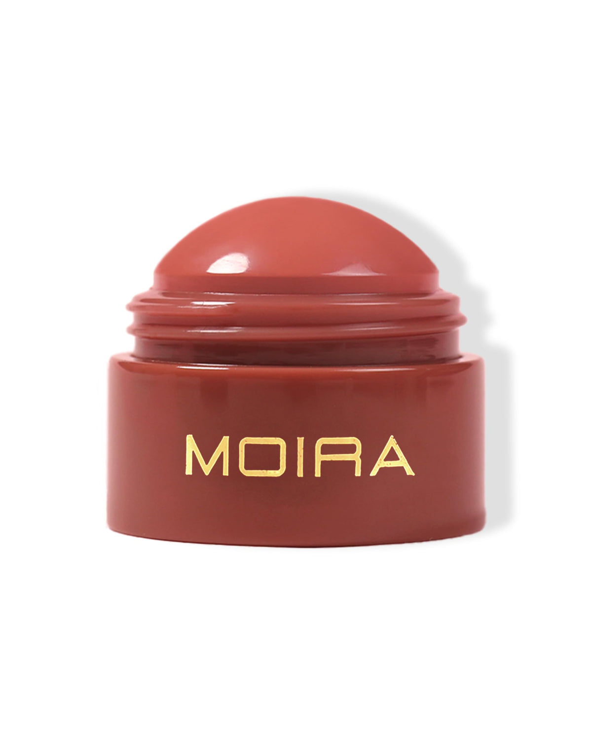 Moira front packaging showing compact balm and shade label, easy-to-use