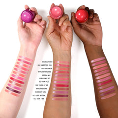 Moira swatch on forearm showing Love Core rosy tone and blendability