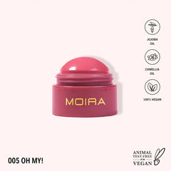 Moira soft blush balm texture swipe on skin displaying creamy blendability