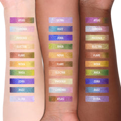 Moira Supernova texture close-up revealing creamy multichrome payoff and blendability