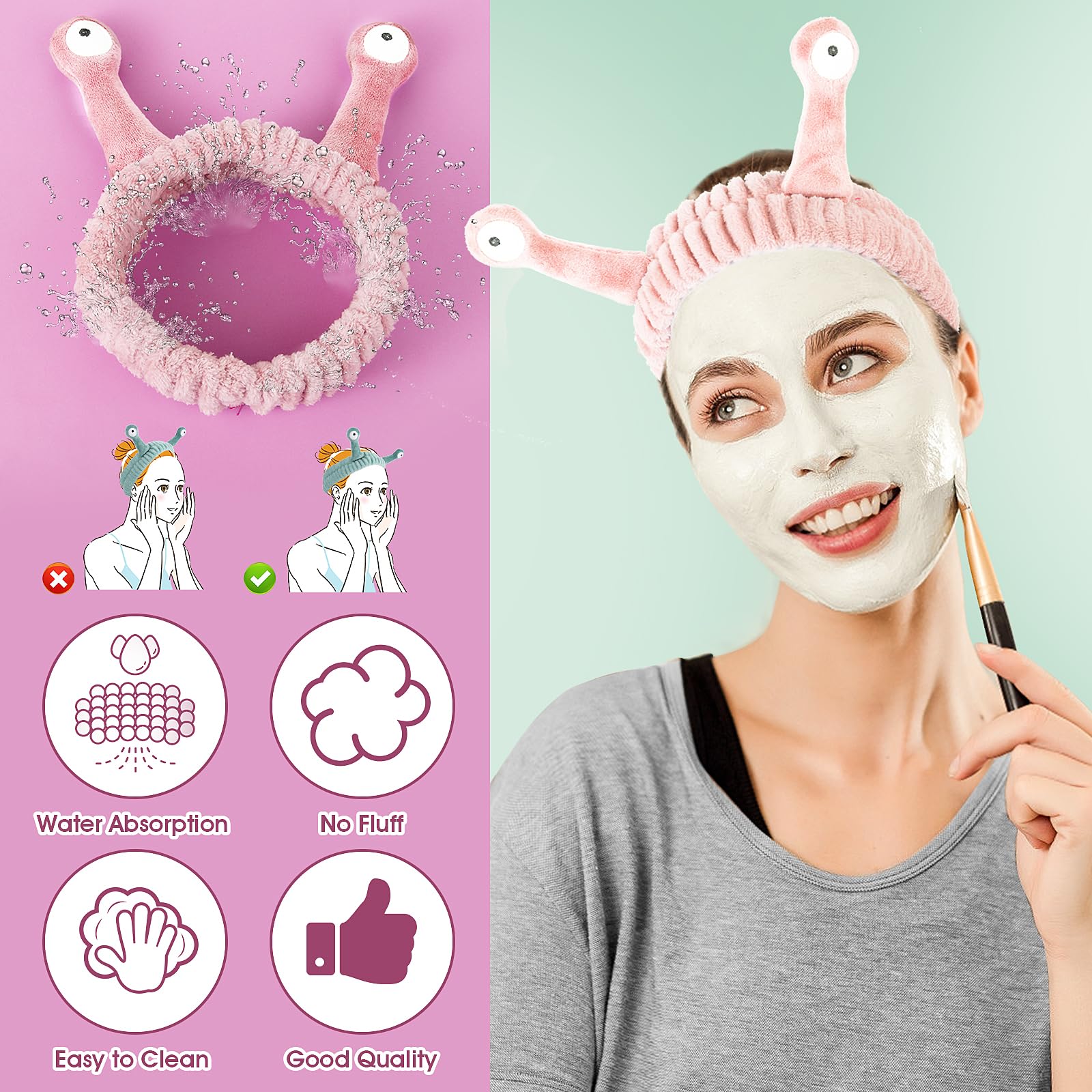 Molain elastic back stretched to show flexibility and secure hold for various head sizes