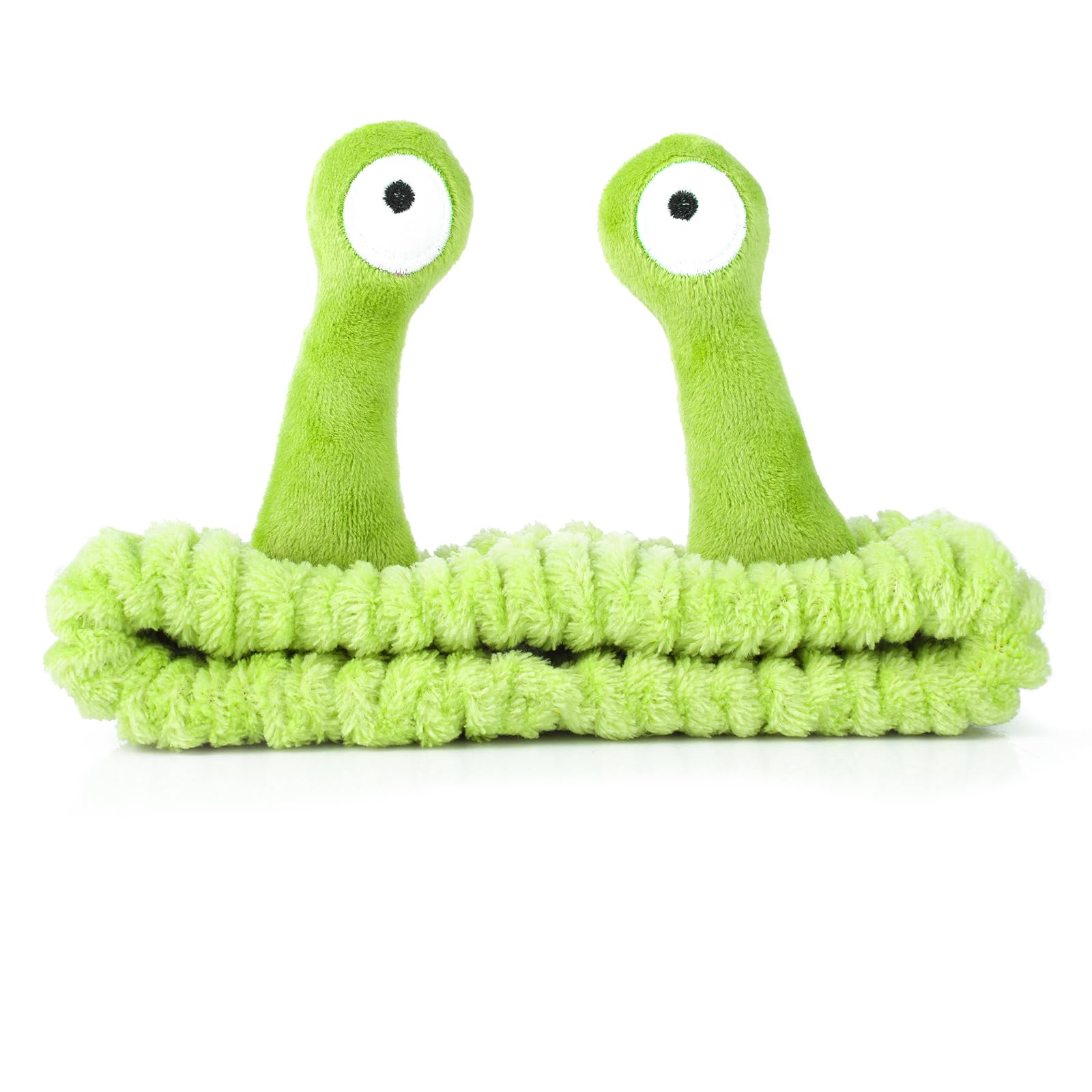 Molain fluorescent green headband front view showing cute palm and snail design and convenience