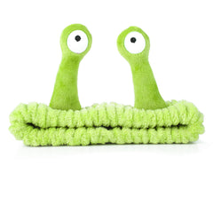 Molain fluorescent green headband front view showing cute palm and snail design and convenience