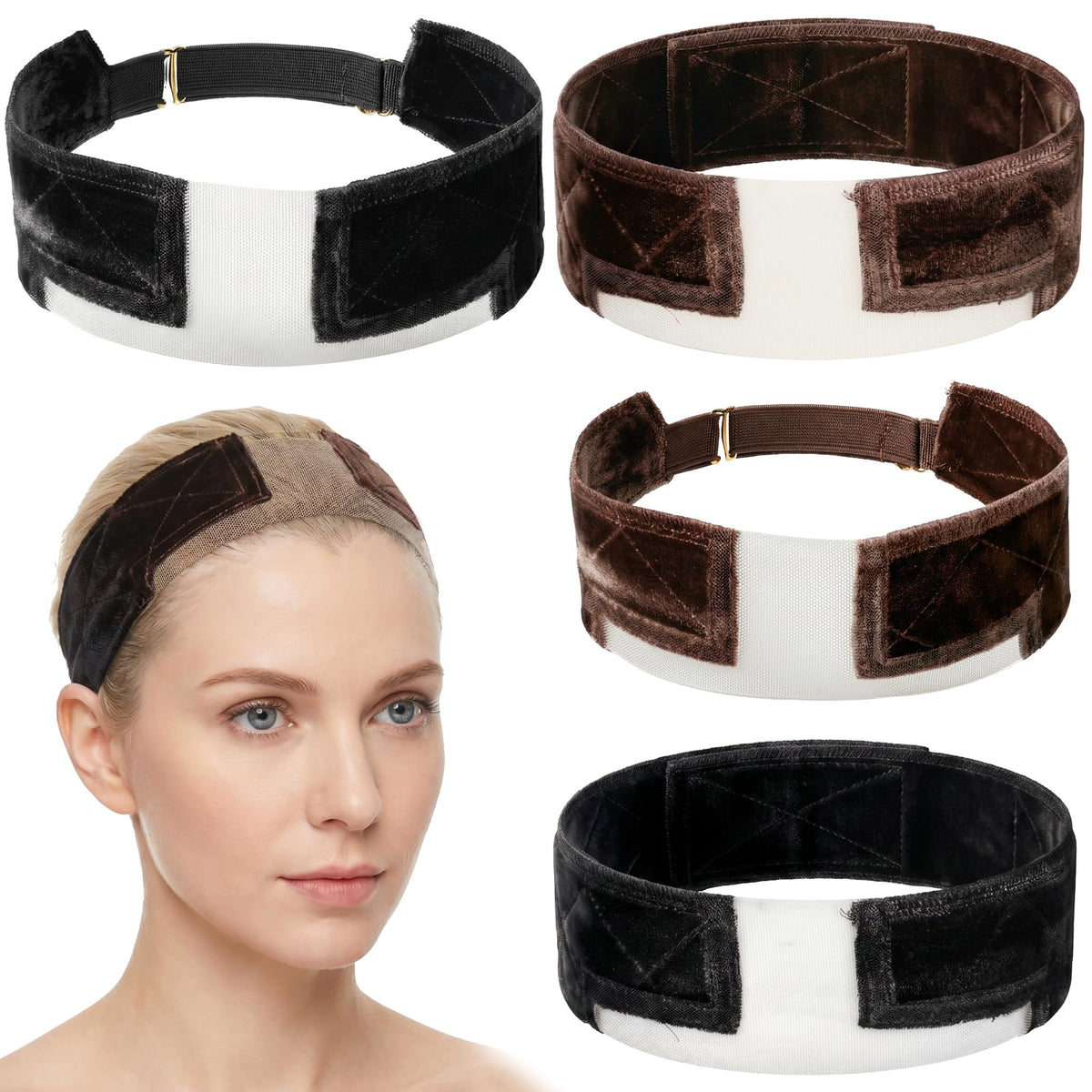 Molain front packaging showing four headbands, convenient spare set