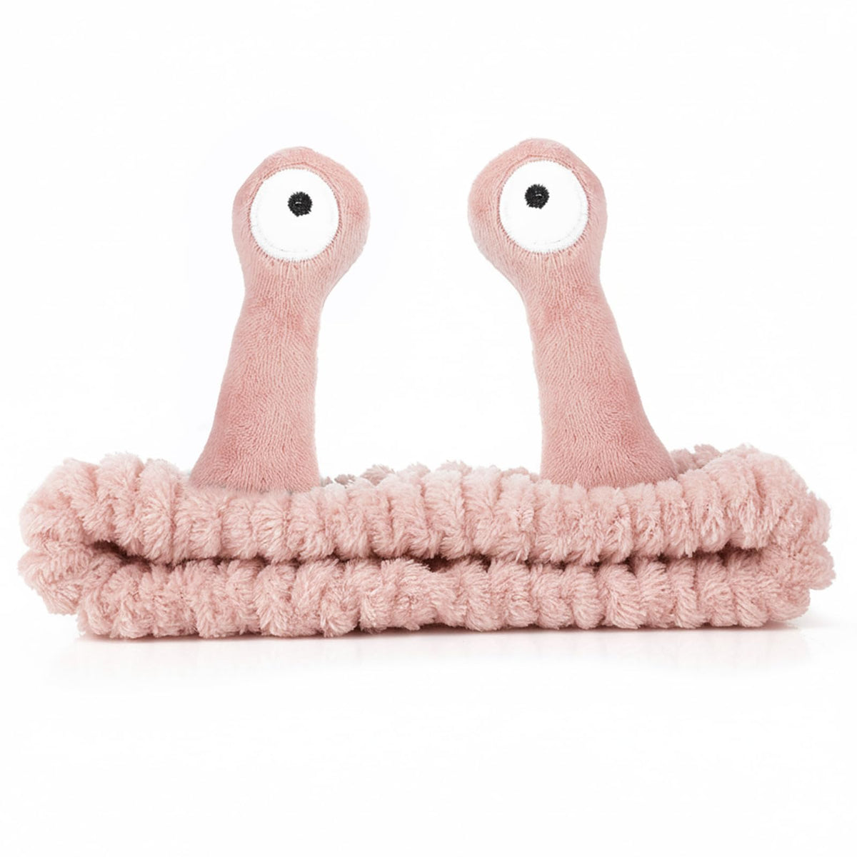 Molain front view light pink headband showing cute Palm and Snail design and secure fit