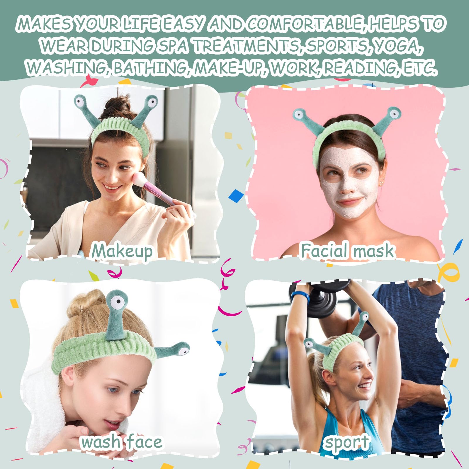 Molain headband in use while washing face keeps hair dry benefit