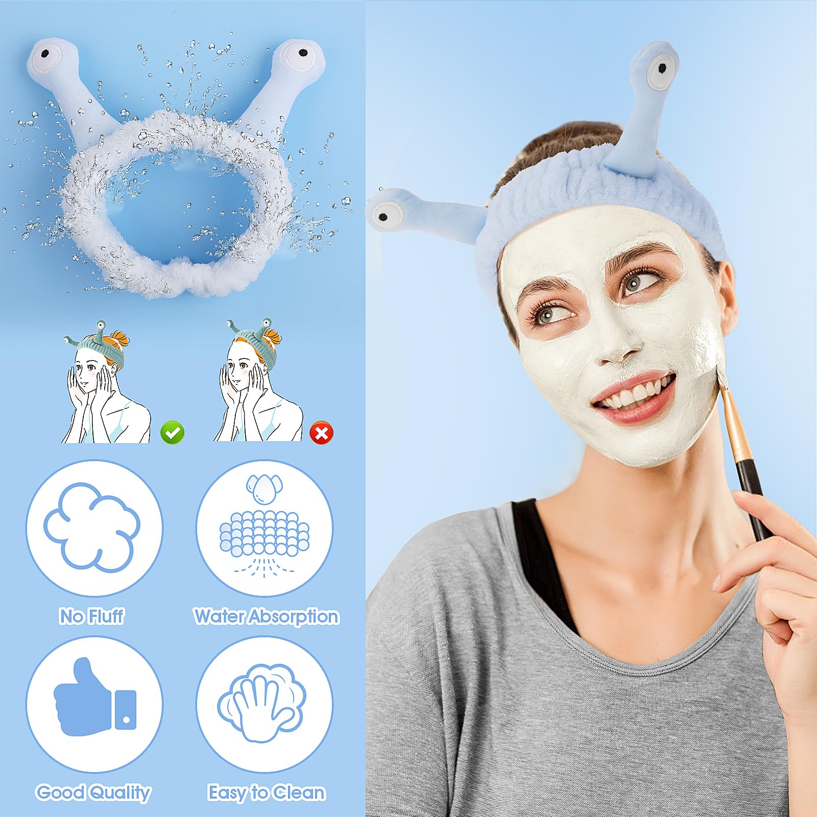 Molain headband in use while washing face for hands-free routine