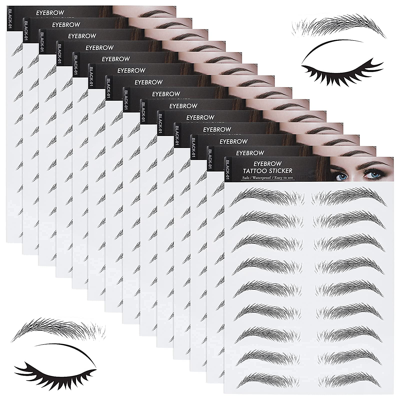 Molain two style sheets laid flat showing selectable brow shapes