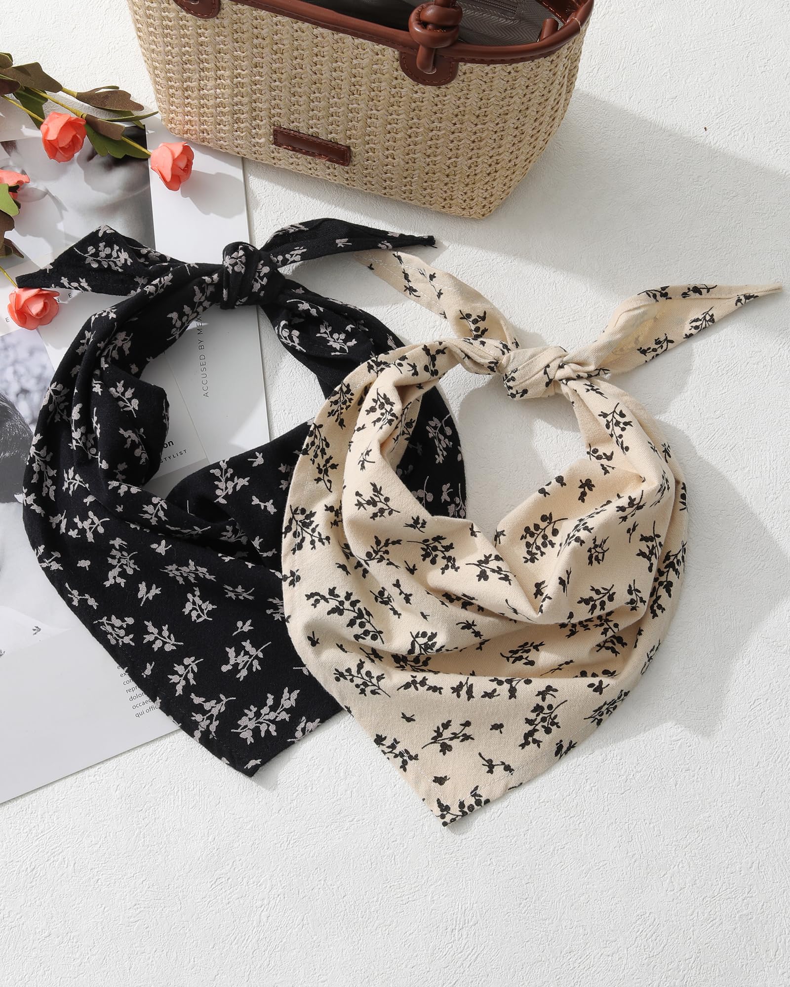 Molans scarf worn as neck kerchief showing lightweight seasonal warmth