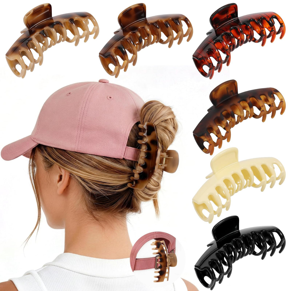 Molizummy front packaging showing six hat claw clips, compact and ready