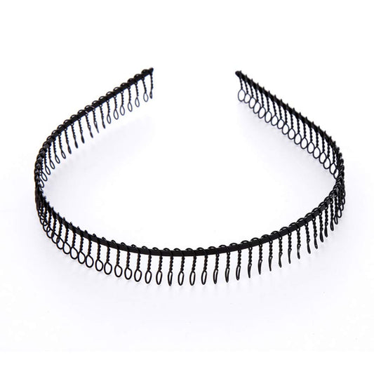 mollensiuer front view of black metal headband showing sleek profile and everyday use