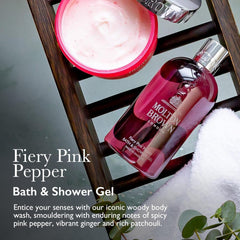 Molton Brown back label detailing ingredients and usage benefit