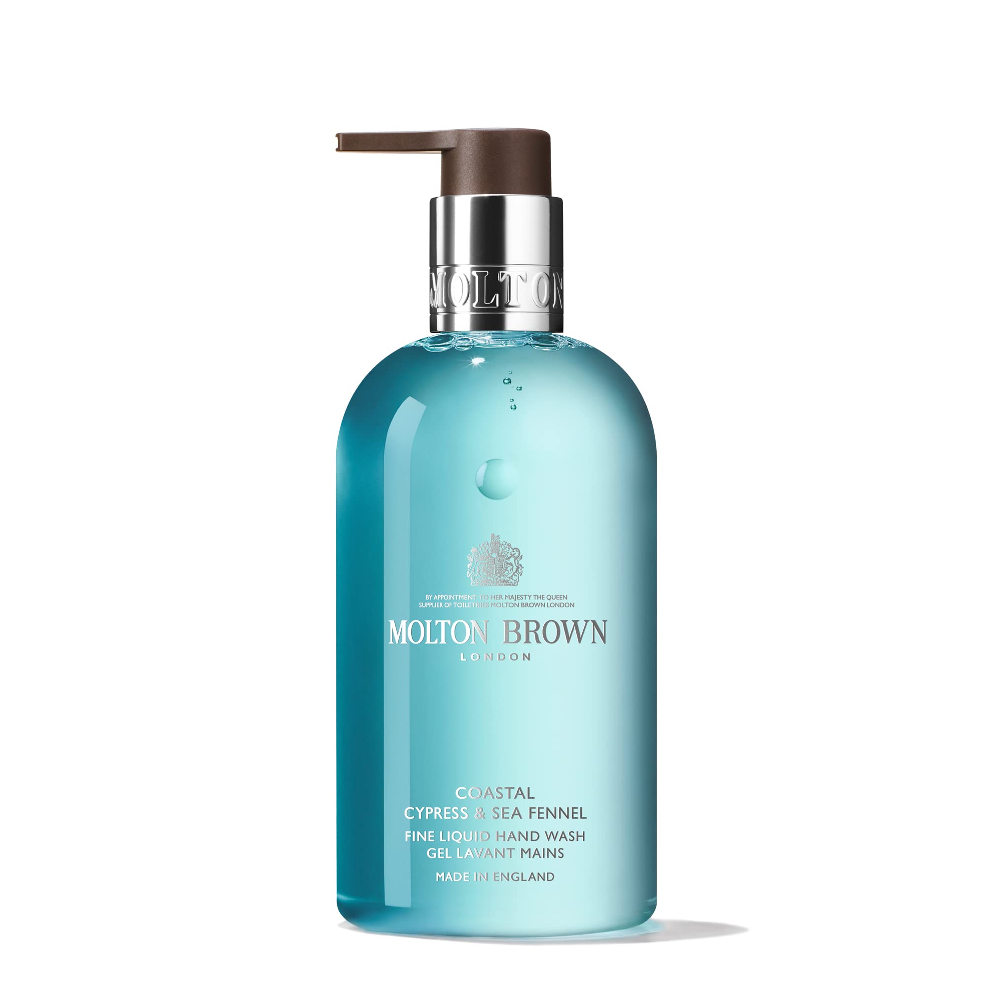 Molton Brown front bottle displaying coastal cypress sea fennel scent and premium look