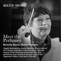 Molton Brown label closeup showing product name and vegan formula benefit