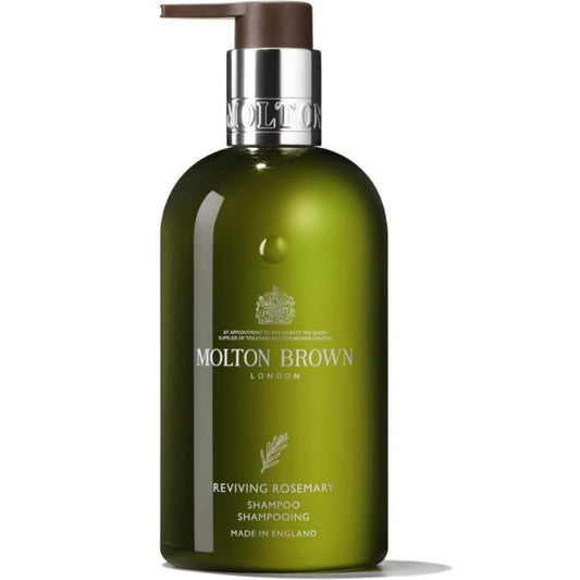Molton Brown shampoo front bottle showing label and travel-friendly size with elegant presentation
