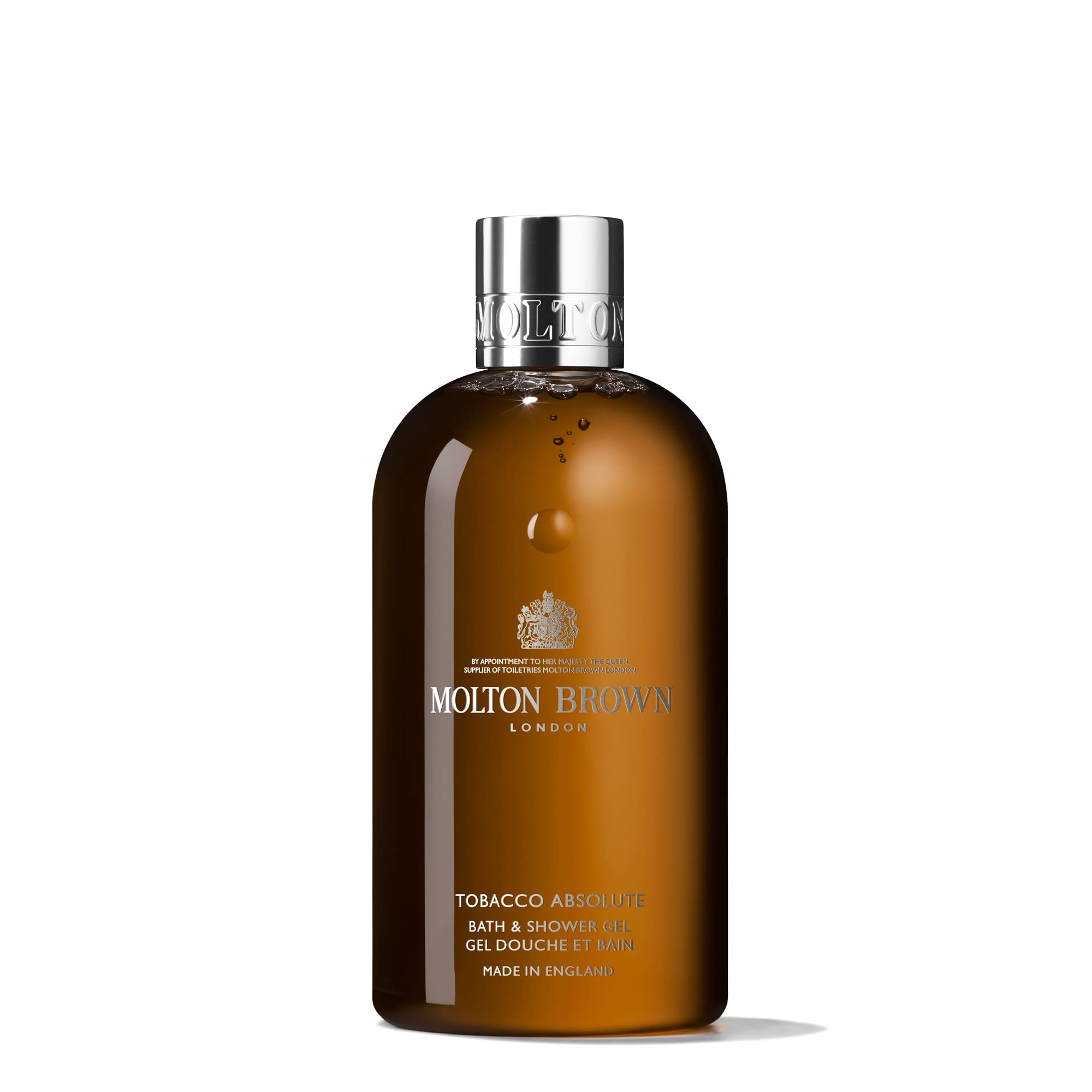 Molton Brown bottle front packaging shows elegant label and premium finish