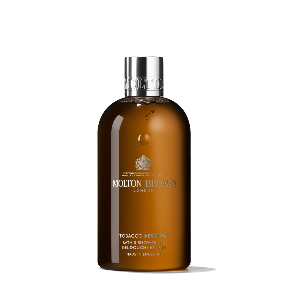 Molton Brown bottle front packaging shows elegant label and premium finish