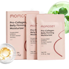 Momcozy sample sachets front view showing compact pregnancy-safe packaging and convenience