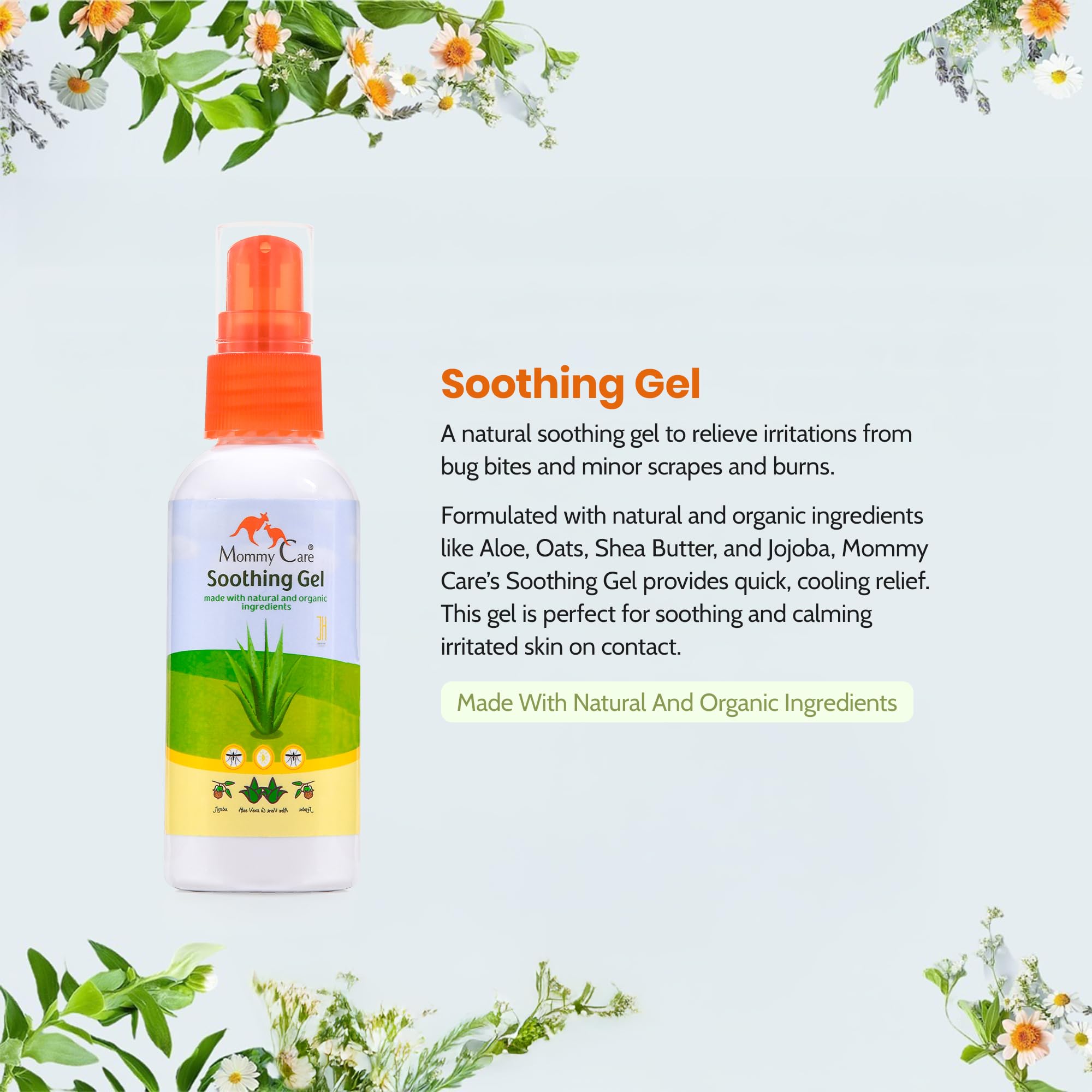 Mommy Care gel texture close-up illustrating lightweight cooling and absorption