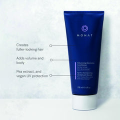 MONAT conditioner in hand demonstrating easy application and manageability