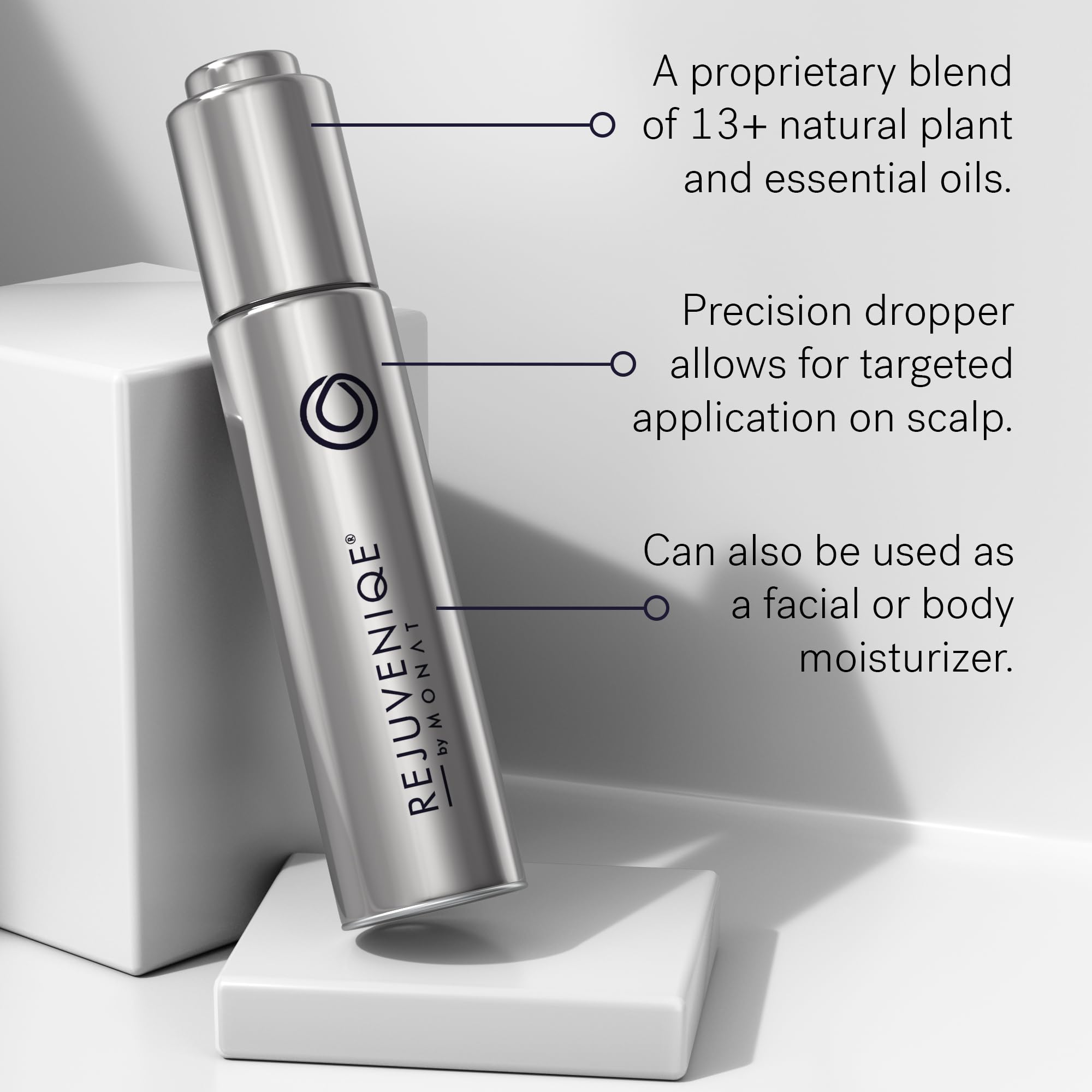 MONAT dropper dispensing oil illustrating precise application benefit
