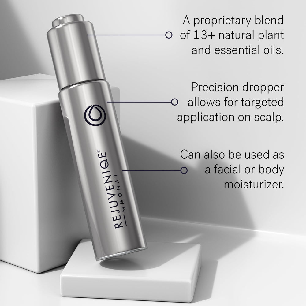 MONAT dropper dispensing oil illustrating precise application benefit